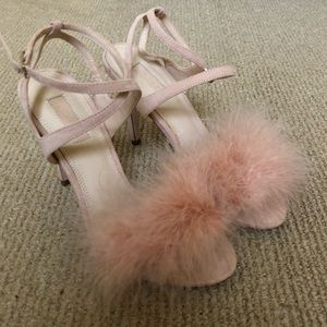 Suede Fluffy Heels